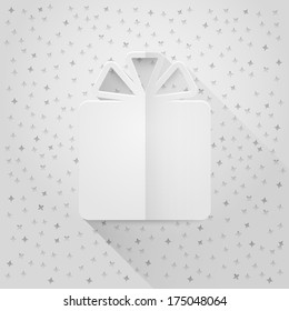 Gift box and confetti. Vector illustration.