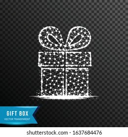 gift box from connecting dot and line. light effect. vector illustration, isolated on transparent background