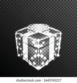 caja de regalo de la conexión punto y línea. efecto de luz. ilustración vectorial, aislada en fondo transparente