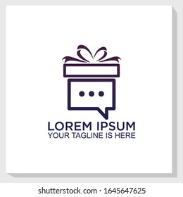 gift box and consultation logo template design vector