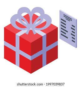 Icono de derechos de consumidor de la caja de regalo. Isometric de la caja de regalo icono de vector de derechos de consumidor para el diseño web aislado en fondo blanco