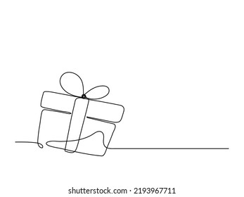 Gift box. Continuous line drawing.