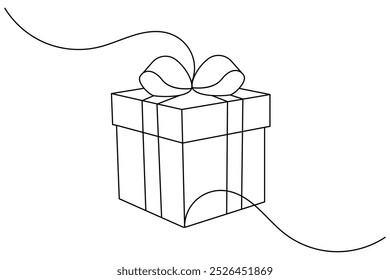 Gift box continuous line drawing of isolate outline simple vector icon