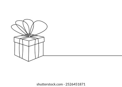 Dibujo de línea continua de la caja de regalo del icono de Vector simple del contorno aislado