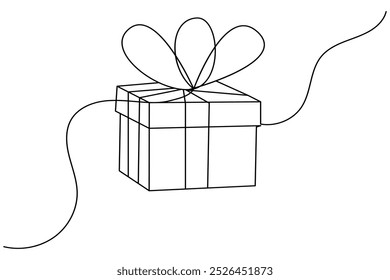 Gift box continuous line drawing of isolate outline simple vector icon