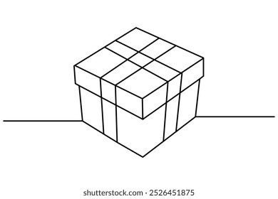 Gift box continuous line drawing of isolate outline simple vector icon
