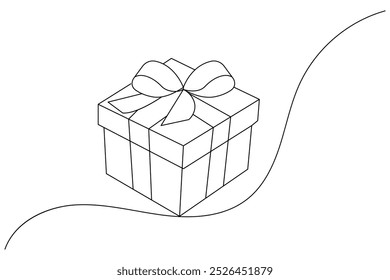 Gift box continuous line drawing of isolate outline simple vector icon