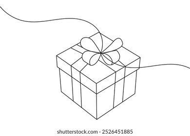 Gift box continuous line drawing of isolate outline simple vector icon