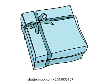 Gift box in continuous line drawing on white background.