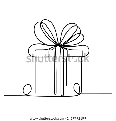 Gift box continuous line drawing. Vector isolated on white.