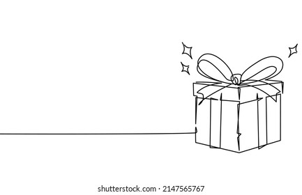 Gift box continuous single line drawing