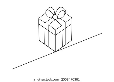Gift box continuous single line art and isolated outline  vector illustration 