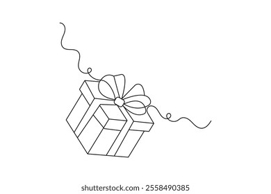 Gift box continuous single line art and isolated outline  vector illustration 