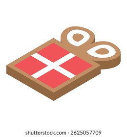 Gift box decorated with the danish flag is laying on a surface