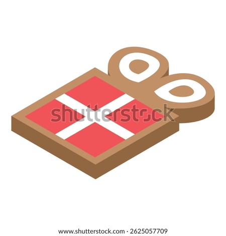 Gift box decorated with the danish flag is laying on a surface