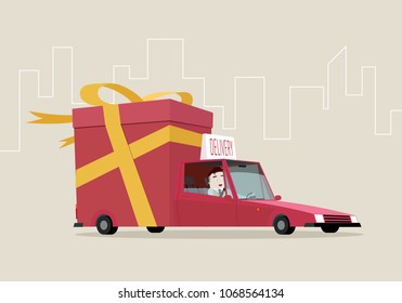 Gift box delivery car