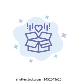 Gift, Box, Delivery, Surprise Blue Icon on Abstract Cloud Background
