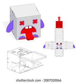 Gift Box Design for Candy and Biscuits. Die Cut Packaging for Retail. Cardboard Pinata for Children's Crafts and Holiday.   Folding Ready Pack  Laser Cutting.  Fully  Functional. No Glue Needed.