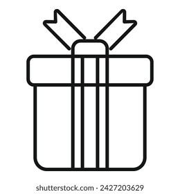 Vector de contorno de icono de diseño de caja de regalo. Oferta cerrada. Soporte de artículos de diseño de fiesta