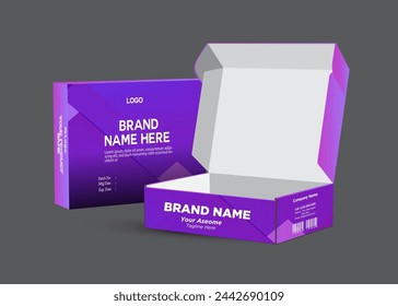 Gift box design, product box design and pizza box with multiple color and gray background vector eps mockup.