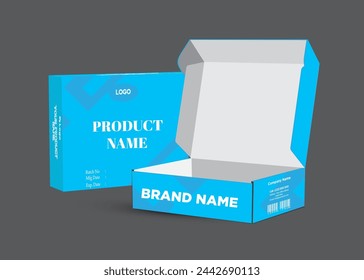 Gift box design, product box design and pizza box with multiple color and gray background vector eps mockup.