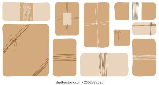 Gift box design in vector with white background, featuring craft wrapping and a white and brown bow.