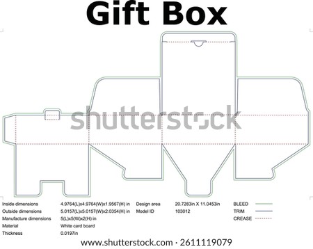 Gift Box Die Cut Template Flat Vector For Mockups Packaging Designs Cardboard Box Layout And Production