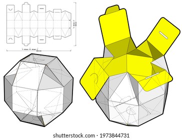 Gift box and Die-cut Pattern. Ease of assembly, no need for glue. The .eps file is full scale and fully functional. Prepared for real cardboard production.