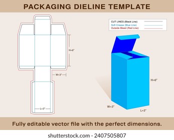 Gift Box Dieline Template, Editable Vector File.