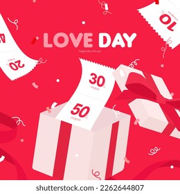 gift box and discount coupon for romantic event