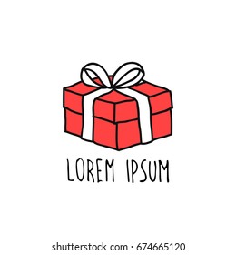 gift box doodle icon