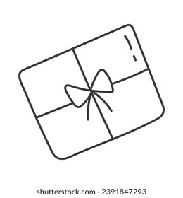 Geschenkbox im Doodle-Stil. Handgezeichnet. Einzeln auf weißem Hintergrund.