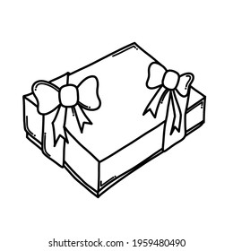 Gift box Doodle vector icon. Drawing sketch illustration hand drawn cartoon line.