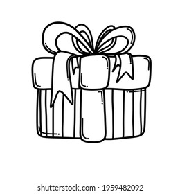 Gift box Doodle vector icon. Drawing sketch illustration hand drawn cartoon line.