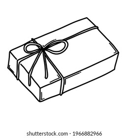 Gift box Doodle vector icon. Drawing sketch illustration hand drawn cartoon line.