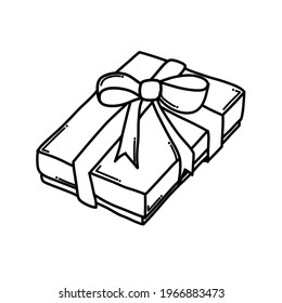 Gift box Doodle vector icon. Drawing sketch illustration hand drawn cartoon line.