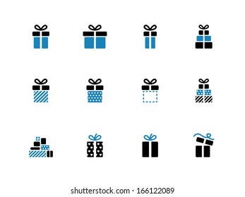 Gift box duotone icons on white background. Vector illustration.