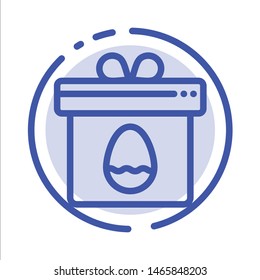 Gift, Box, Egg, Easter Blue Dotted Line Line Icon. Vector Icon Template background