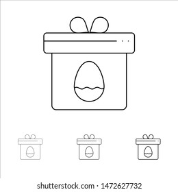 Gift, Box, Egg, Easter Bold and thin black line icon set