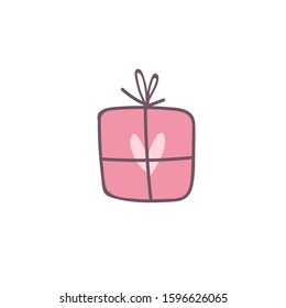 Gift box of eggs on an isolated white background. Style hand drawing. Gift box with heart for Valentine's Day, birthday, holidays, postcards, logo, website. Vector.
