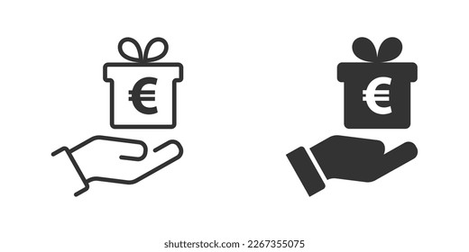 Gift box with euro sign. Vector illustration. svg