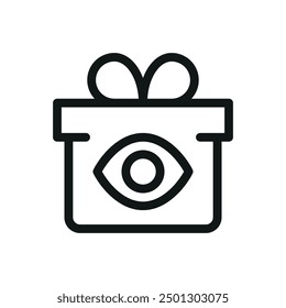 Gift box with eye isolated icon, search gift vector symbol with editable stroke