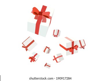 Gift box falling from the sky