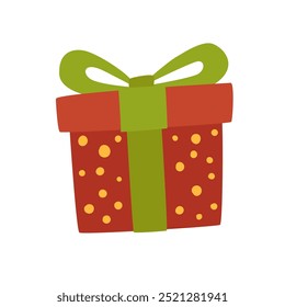 Gift box with fashionable ribbons and bows isolated. Present box. Decorative stylish wrap for presents package gift. Modern packing gift product. Gifts collection web icon. Vector
