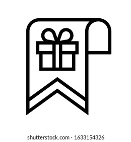 Gift box flag vector illustration, line design icon
