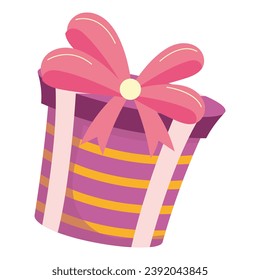 Gift box of flat cartoon set. This present box a visual representation of the heartfelt emotions we associate with gifting - the excitement of both the giver and the receiver. Vector illustration.