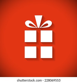 Gift box flat design Christmas greeting card.