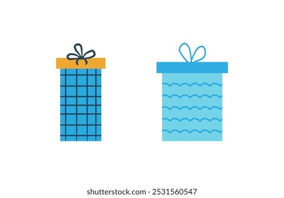 Gift box flat icon. Gifts and presents for holiday celebration and special sales offer. birthday celebration, special give away pack birthday or anniversary box with wrapping paper and ribbon bow.