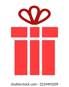 Gift box flat icon isolated. Christmas gift box with bow illustration. Vector decorative element