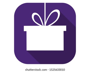 Gift box flat icon with long shadow. Holiday badge hanging gift. Vector illustration
